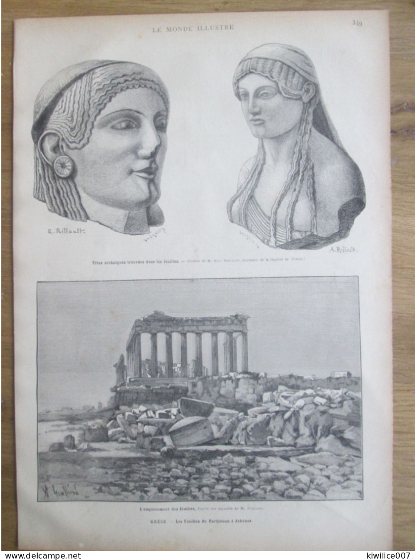 1884 Grece  Fouilles Du Parthenon Athenes Archéologie - Prints & Engravings