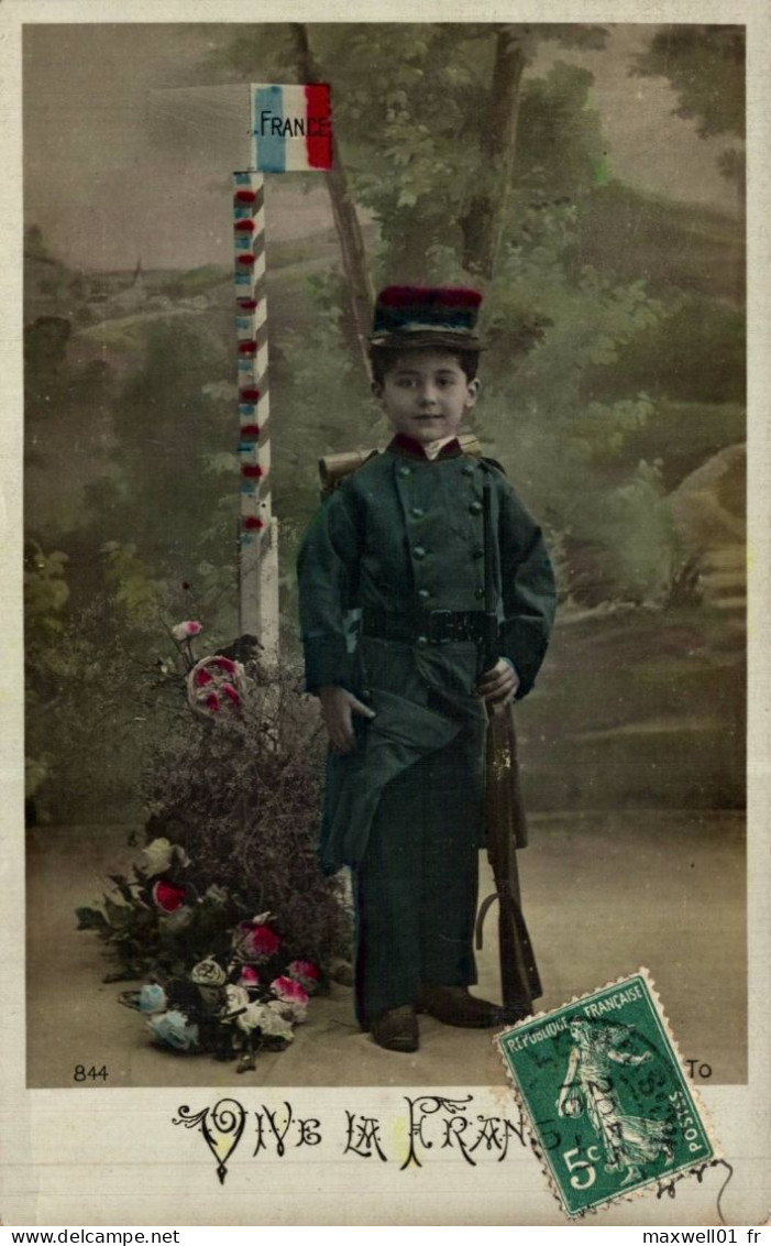 O7 - Carte Postale Patriotique - Enfant En Costume Militaire - Vive La France - Patriotiques