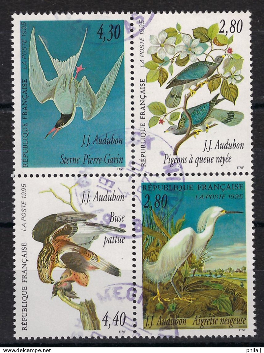 Timbre N° 2929-2942 Série "Art Décoratif" Les Oiseaux-bloc De 4 Se Tenant-oblitérés - Used Stamps