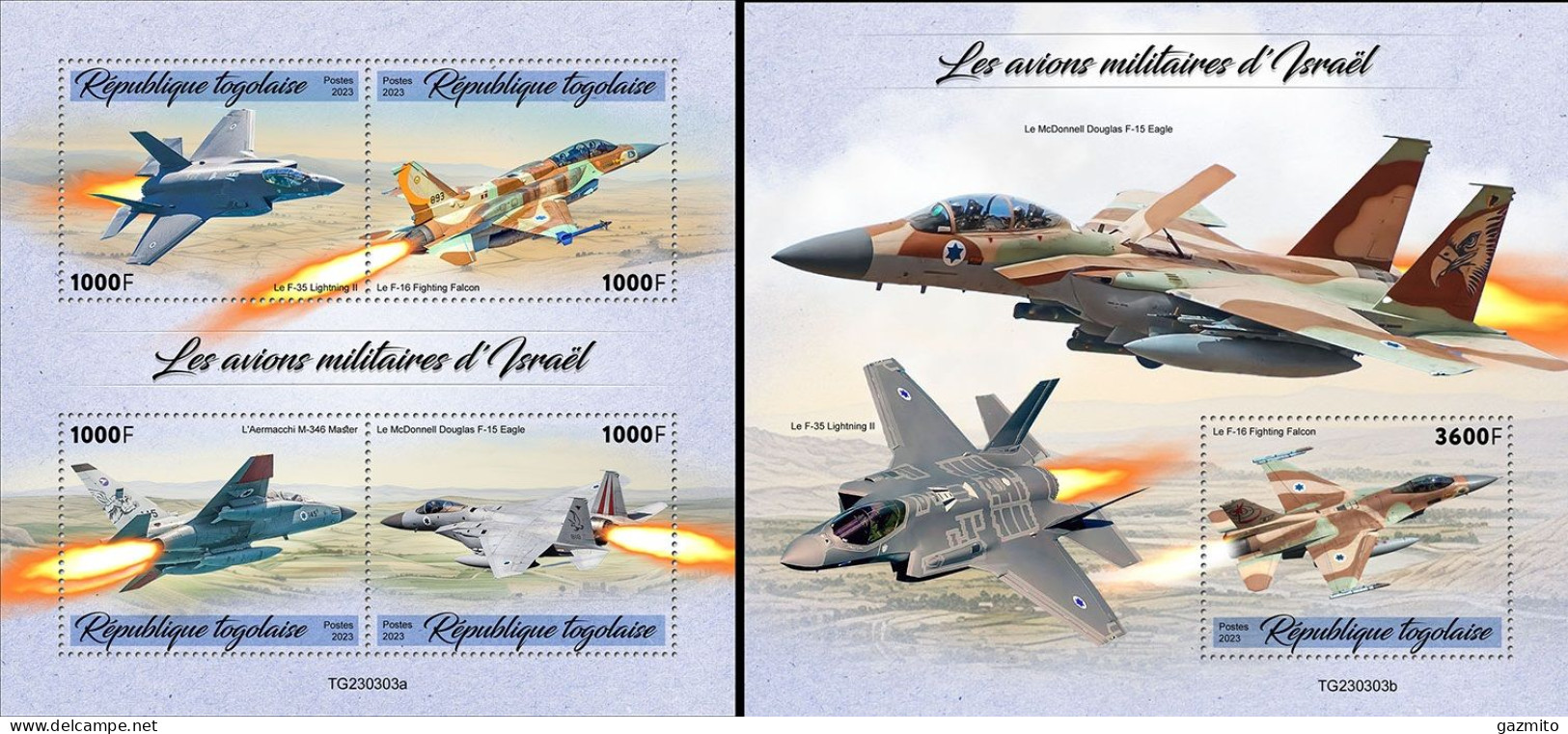 Togo 2023, Plane Of Israel, 4val In BF +BF - Avions