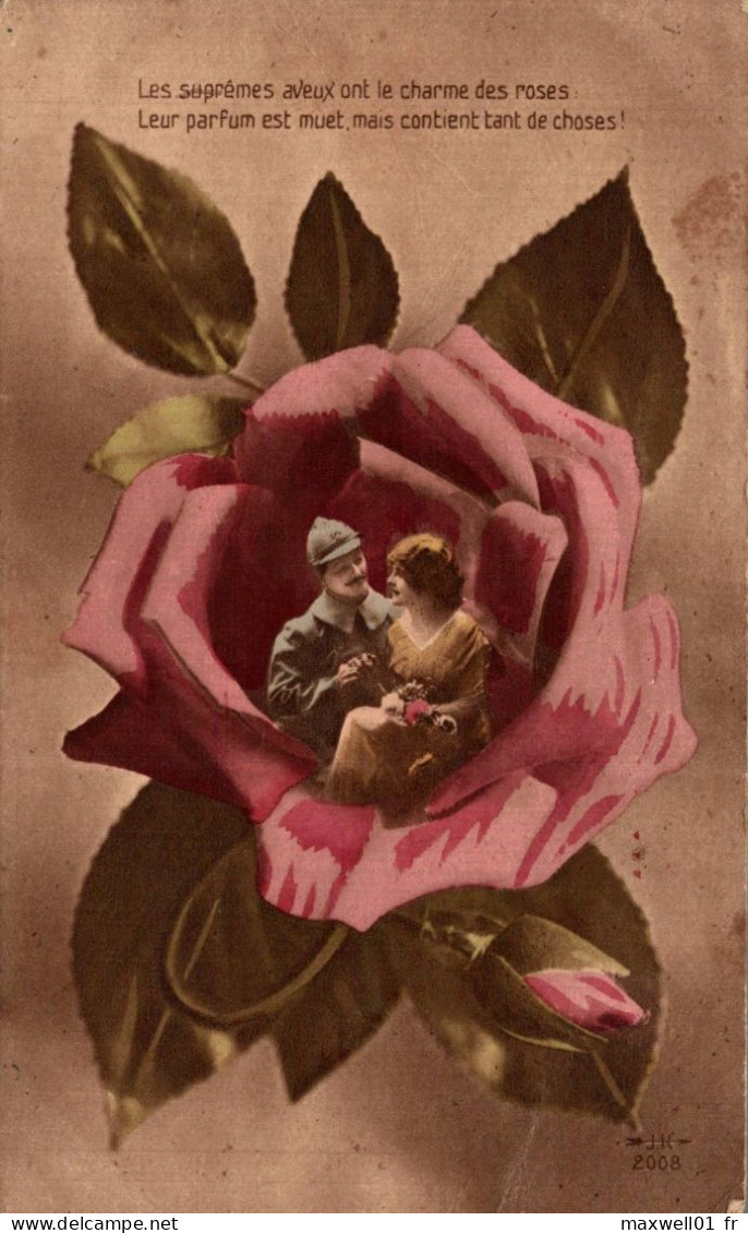 O7 - Carte Postale Patriotique - Rose - Militaire Et Femme - Heimat
