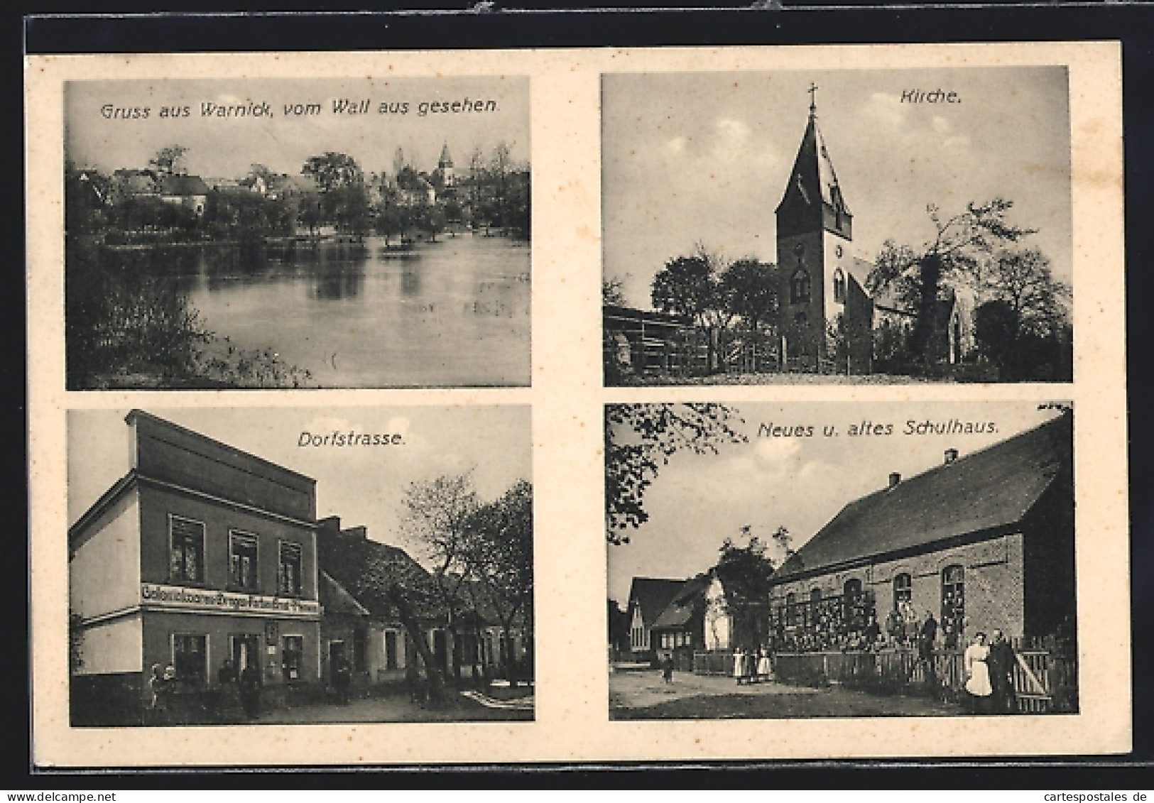 AK Warnick, Dorfstrasse Mit Colonialwarenhandlung Ernst Thimenn, Neues U. Altes Schulhaus, Kirche  - Other & Unclassified