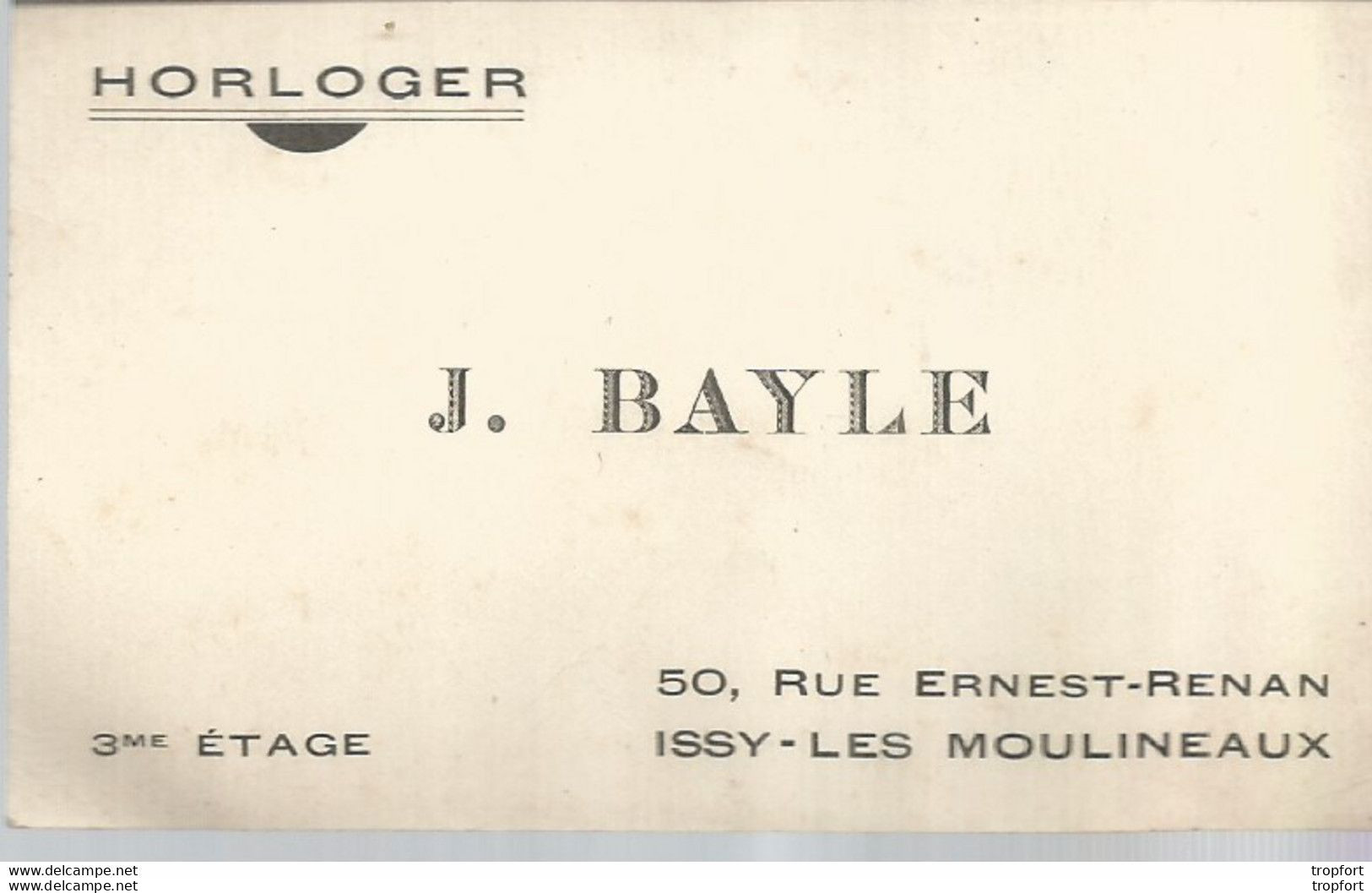 AS / Ancienne Carte De Visite PUBLICITAIRE PUB ISSY LES MOULINEAUX J BAYLE HORLOGER - Visitenkarten