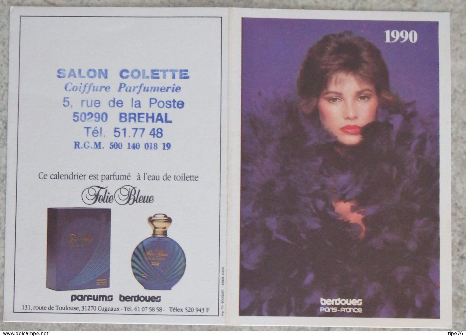Petit Calendrier De Poche Parfumé 1990 Coiffeur Coiffure Berdoues   Bréhal Manche - Tamaño Pequeño : 1981-90