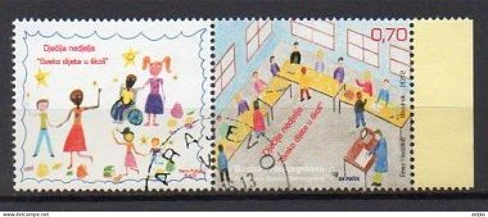 Bosnia And Herzegovina, Sarajevo 2012, Used, Michel 608 Stamp + Vignette, Children - Bosnië En Herzegovina