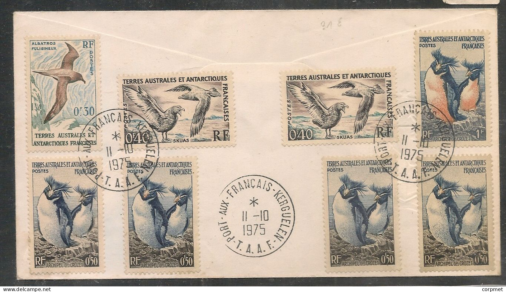 TAAF Vf RECOMMANDE De KERGUELEN à BUENOS AIRES - AFFRANCHISSEMENTS MULTIPLES 13 TIMBRES - Oiseaux + Triptyque Aérien 41A - Brieven En Documenten