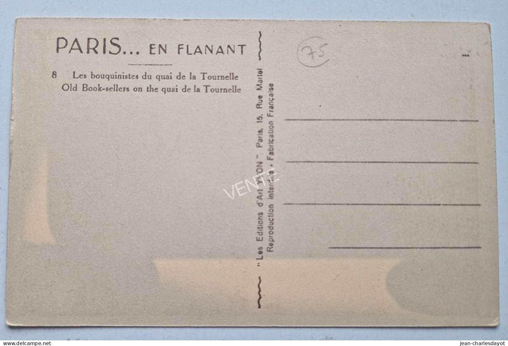 Carte Postale PARIS : Les Bouquinistes Quai Tournelle - Le Anse Della Senna