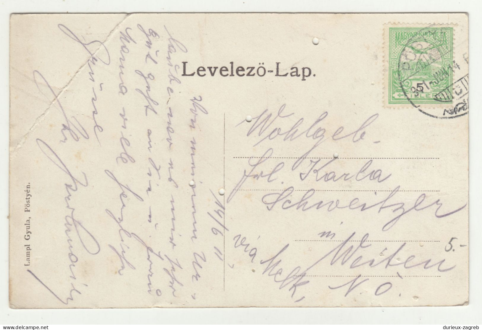 Pöstyén (Piešťany) Franz Josefs-Strasse Old Postcard Posted 1911 B240503 - Slowakije