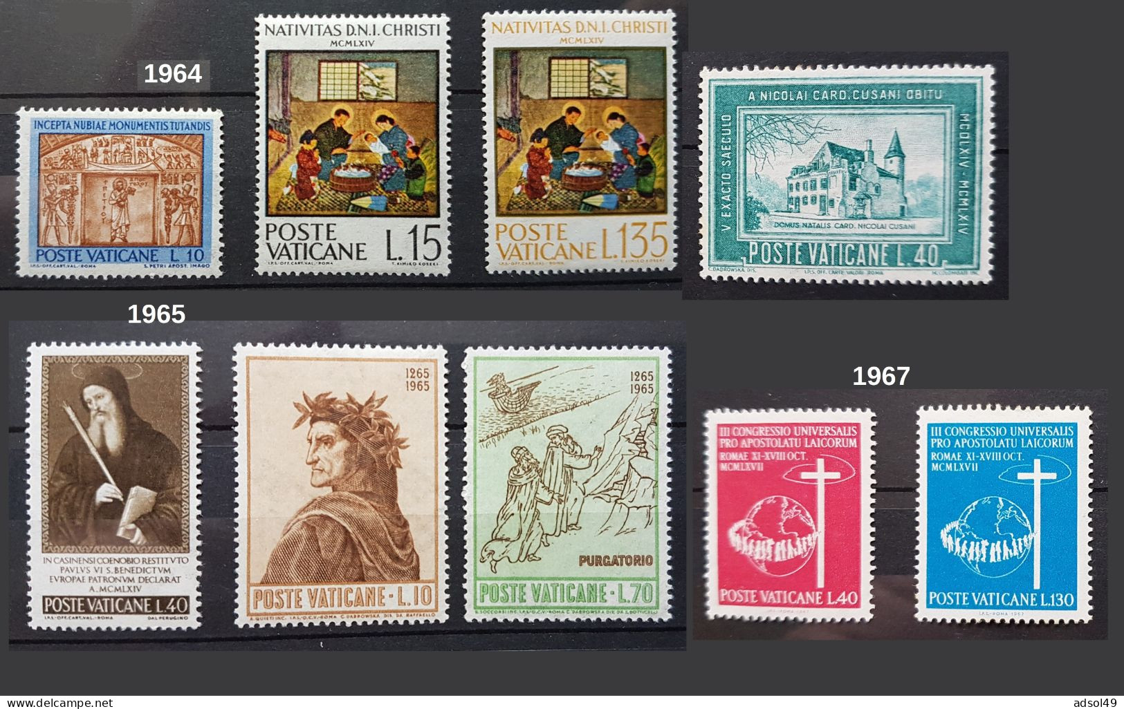 Poste Vaticane 1964 1965 1967 - Lot De 9 Timbres Neufs - Unused Stamps