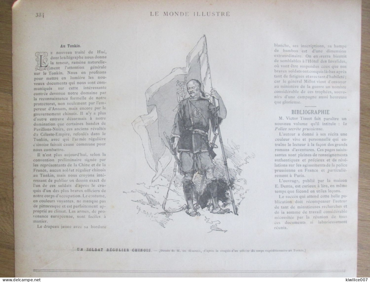 1884 Tonkin Vietnam Soldat Regulier Chinois  SOLDIER - Prints & Engravings