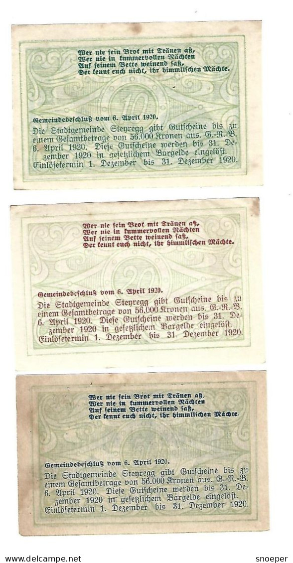 **notgeld   Austria  Steyregg  Serie Compleet  1036.1a - Oostenrijk