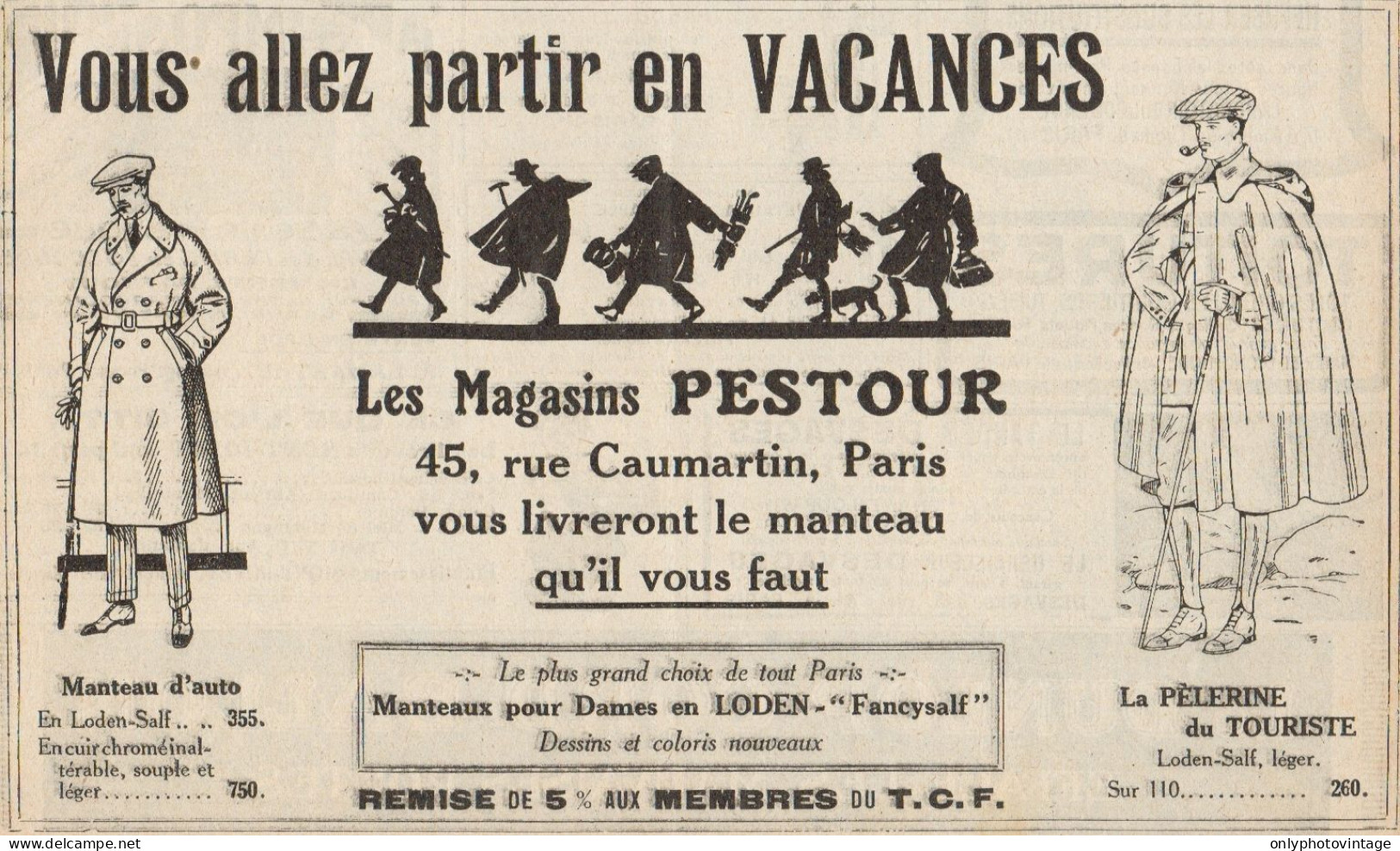 Magasins PASTEUR - La Pélerine Du Touriste - Pubblicità D'epoca - 1926 Ad - Advertising