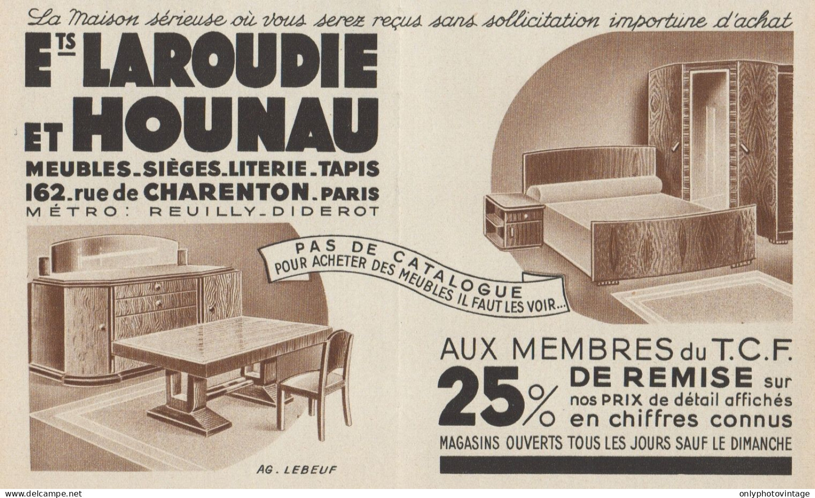 Meubles LAROUDIE Et HOUNAU - Pubblicità D'epoca - 1938 Old Advertising - Advertising