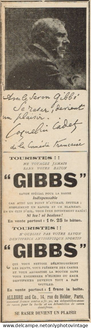GIBBS Savon Spécial Pour La Barbe - Pubblicità D'epoca - 1907 Old Advert - Advertising