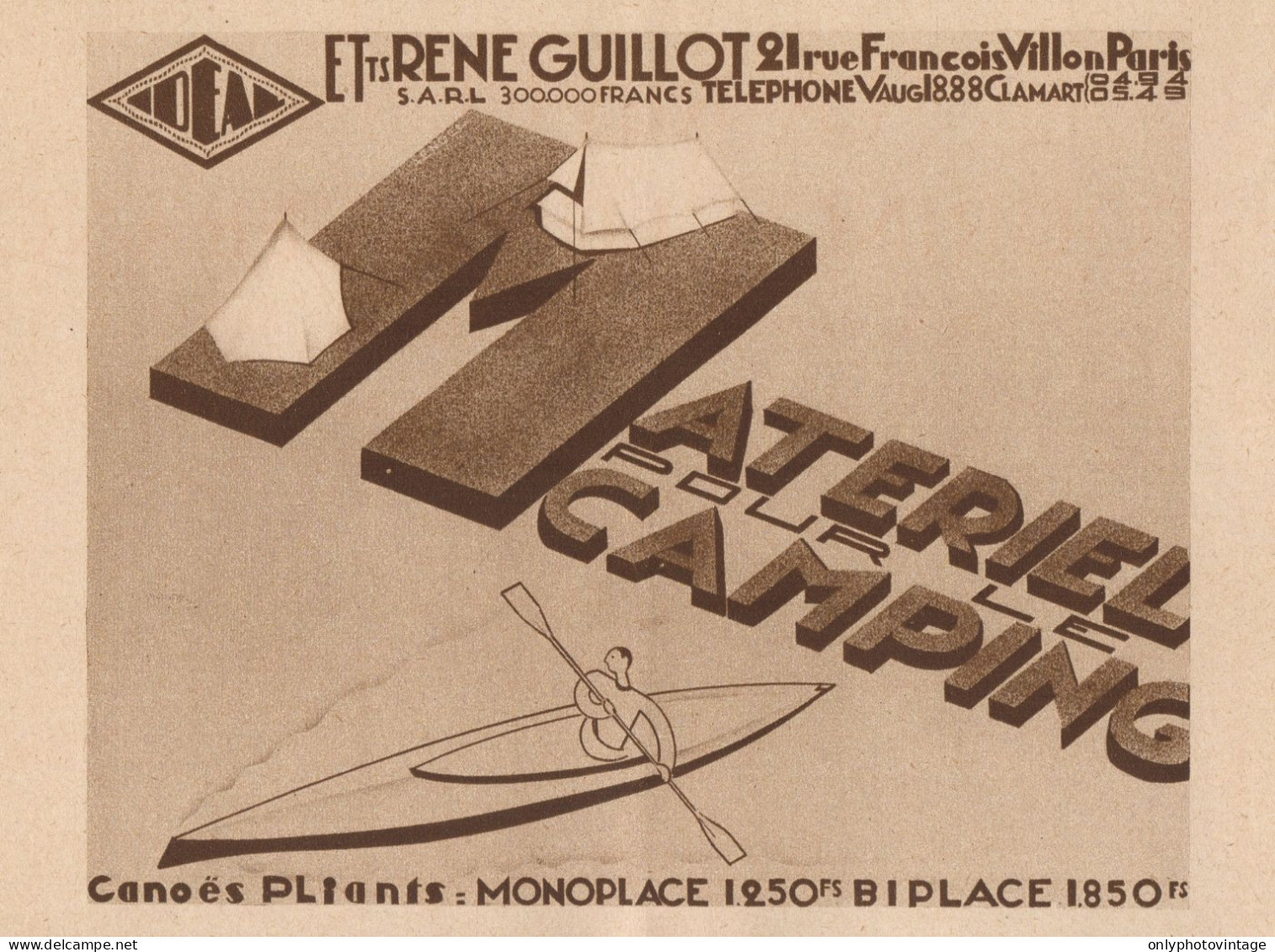 Materiel Pour Le Camping R. GUILLOT - Pubblicità D'epoca - 1931 Old Advert - Advertising