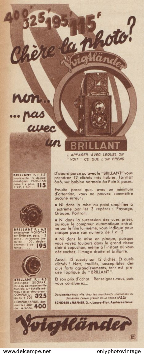 Voigtlander - BRILLANT - Pubblicità D'epoca - 1935 Old Advertising - Publicités