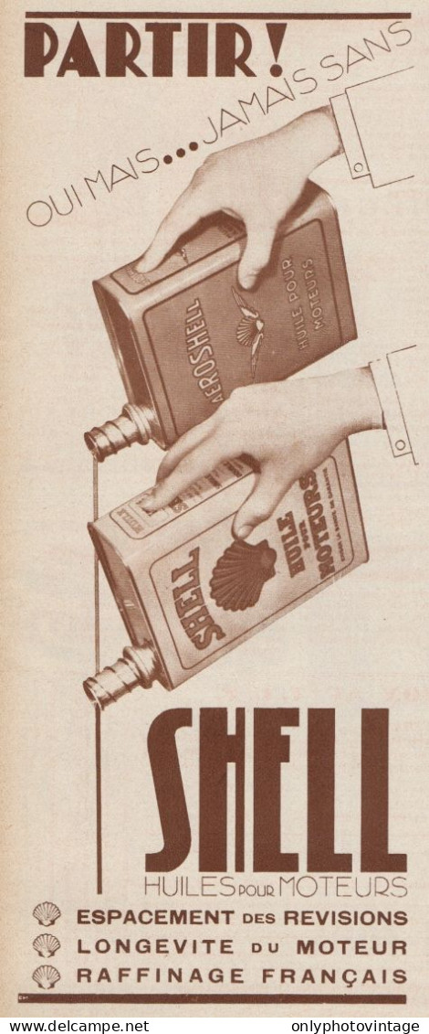 SHELL Huiles Pour Moteurs - Pubblicità D'epoca - 1935 Old Advertising - Publicités