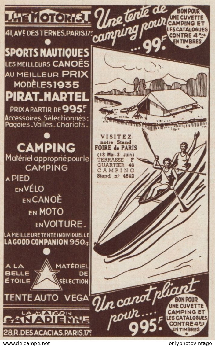 THE MOTORIST - Sports Nautiques - Pubblicità D'epoca - 1935 Old Advert - Publicités