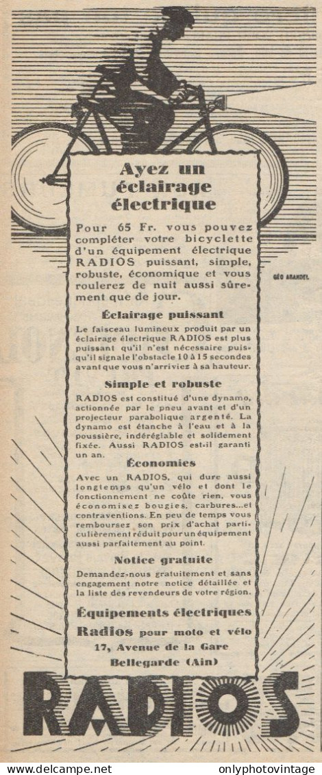 Eclairages électriques RADIOS - Pubblicità D'epoca - 1928 Old Advertising - Publicités