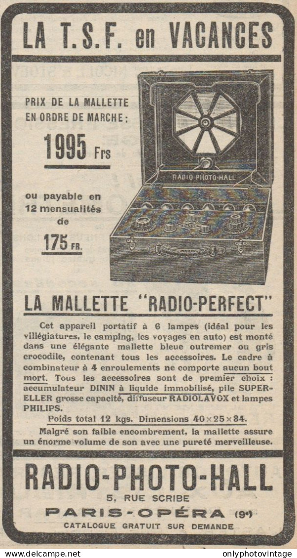 La Mallette RADIO-PERFECT - Pubblicità D'epoca - 1928 Old Advertising - Advertising