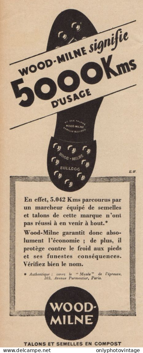 Talons Et Semelles WOOD-MILNE - Pubblicità D'epoca - 1936 Old Advertising - Publicités