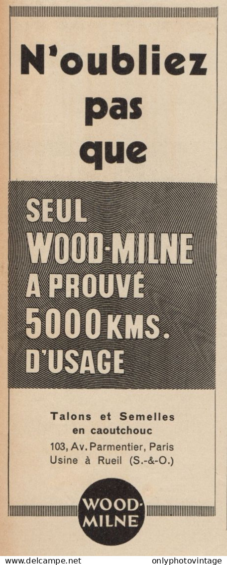 Talons Et Semelles WOOD-MILNE - Pubblicità D'epoca - 1936 Old Advertising - Werbung
