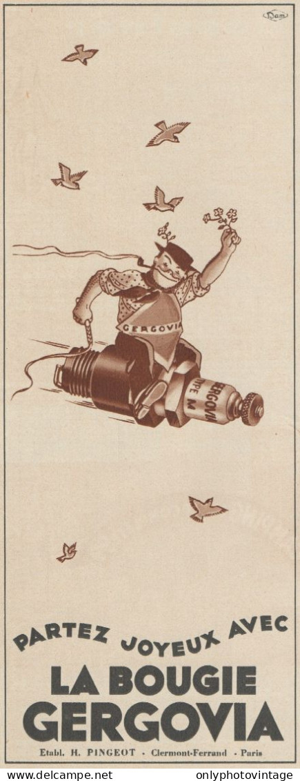 La Bougie GERGOVIA - Pubblicità D'epoca - 1936 Old Advertising - Publicités