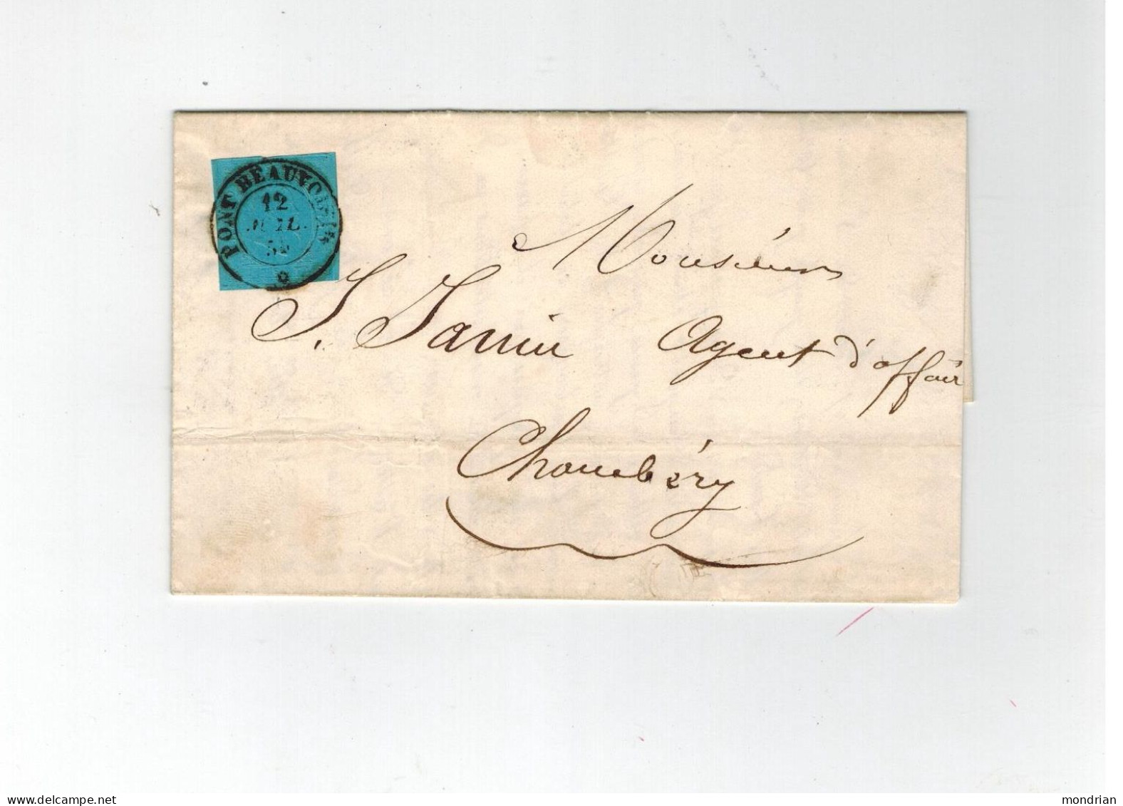 LETTRE DUCHE DE SAVOIE 07/1854 2EME EMISSION DE PONT  BEAUVOISIN A CHAMBERY SARDE SARDAIGNE - Moldavie