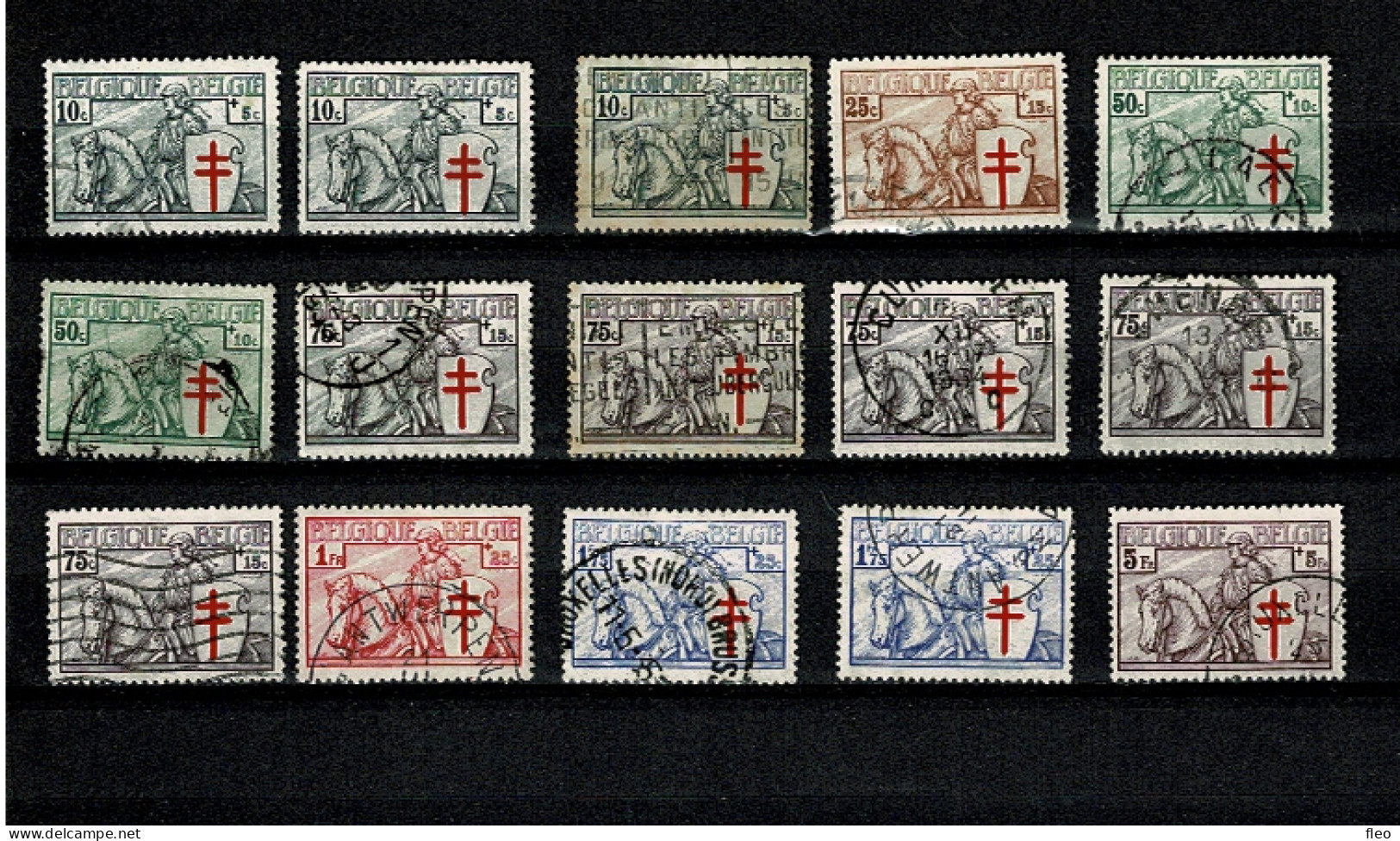 1934 394/400° + ° ( Lot  15 Timbres ) : Chevalier /Ridder - Used Stamps