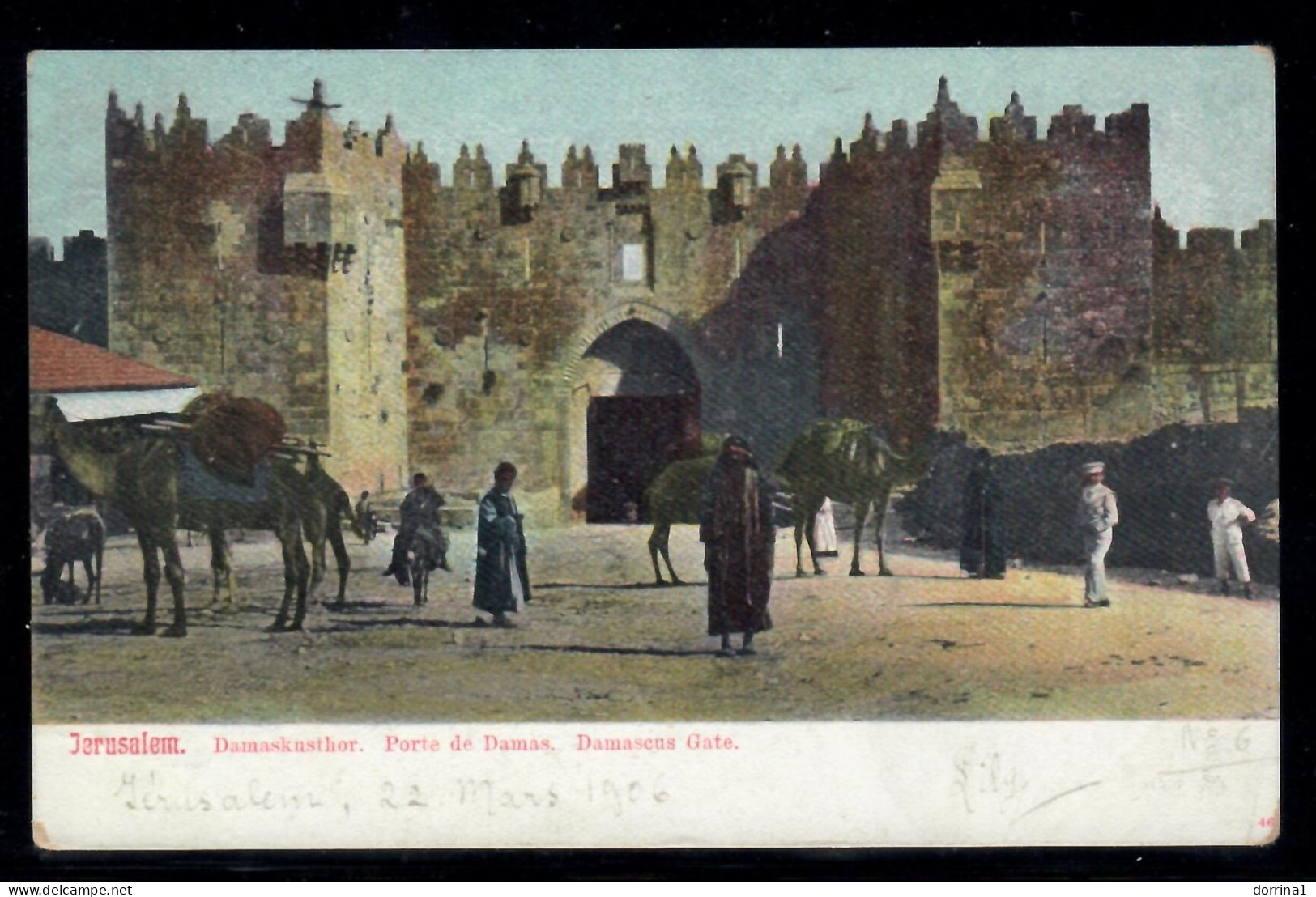 Jerusalem 1906 - Germany Levant Post Office In Palestine Damascus Gate Postcard - Turkey (offices)