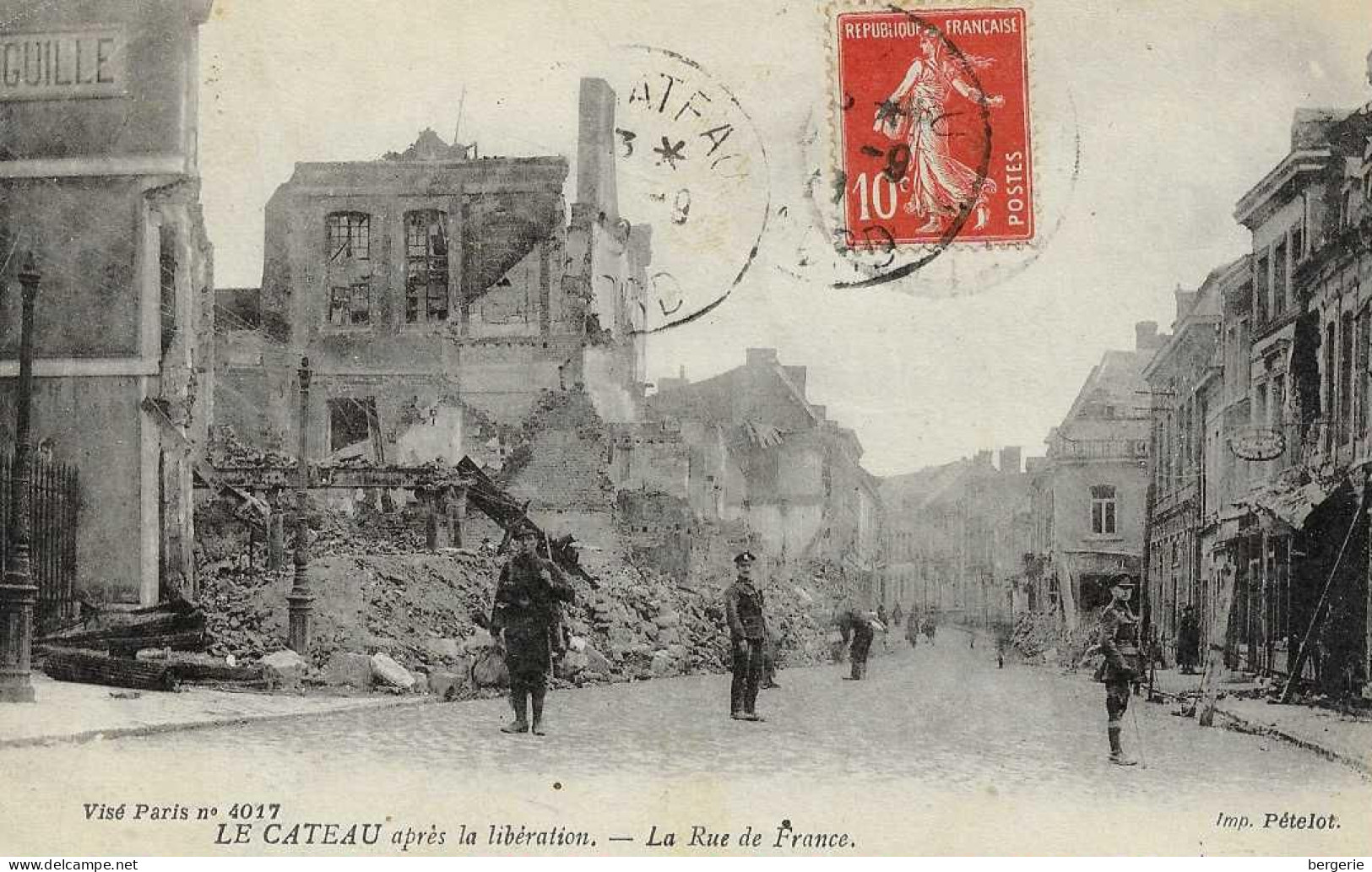 C/279                59    Le Cateau     -  La Rue De France , Aprés La Libération De 1918 - Le Cateau