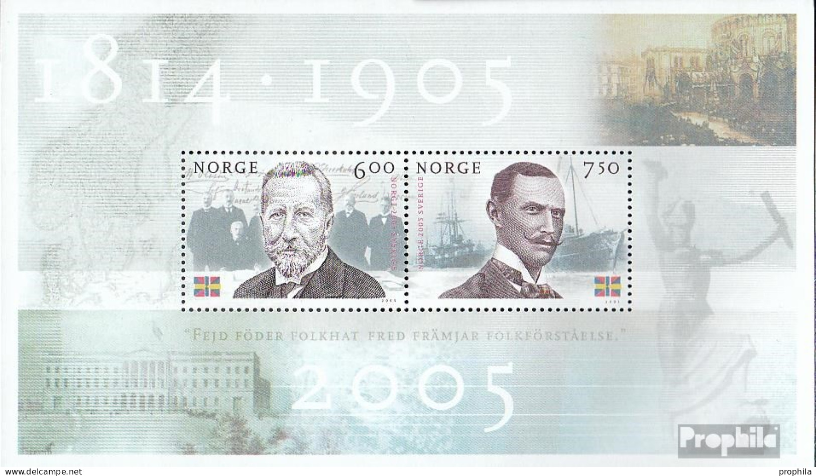 Norwegen Block28 (kompl.Ausg.) Postfrisch 2005 Auflösung Personalunion - Unused Stamps