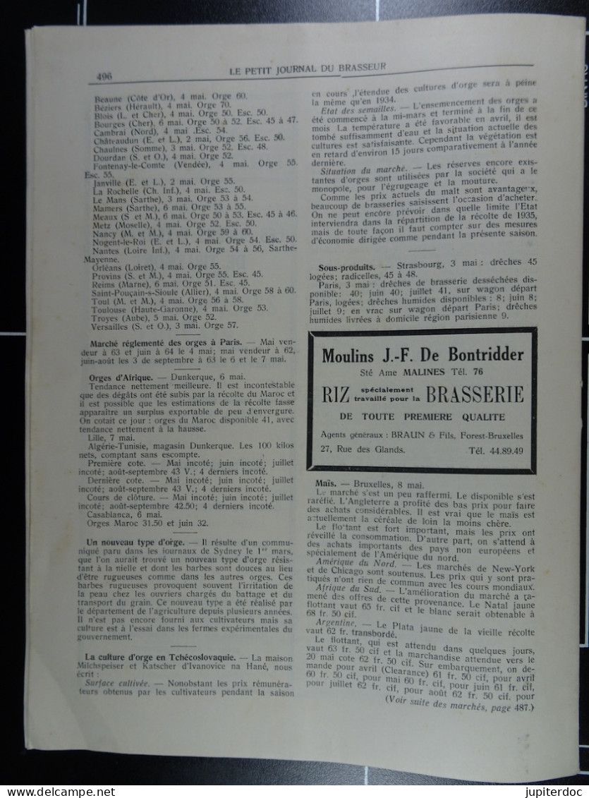 Le Petit Journal Du Brasseur N° 1824 De 1935 Pages 474 à 496 Brasserie Belgique Bières Publicité Matériel Brouwerij - 1900 - 1949