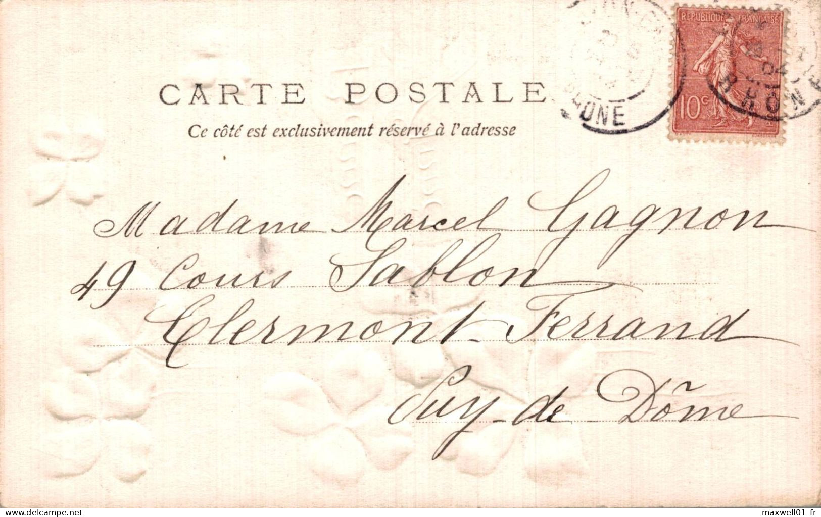 O7 - Carte Postale Fantaisie Gaufrée - Trèfles - Bonne Année - Nouvel An
