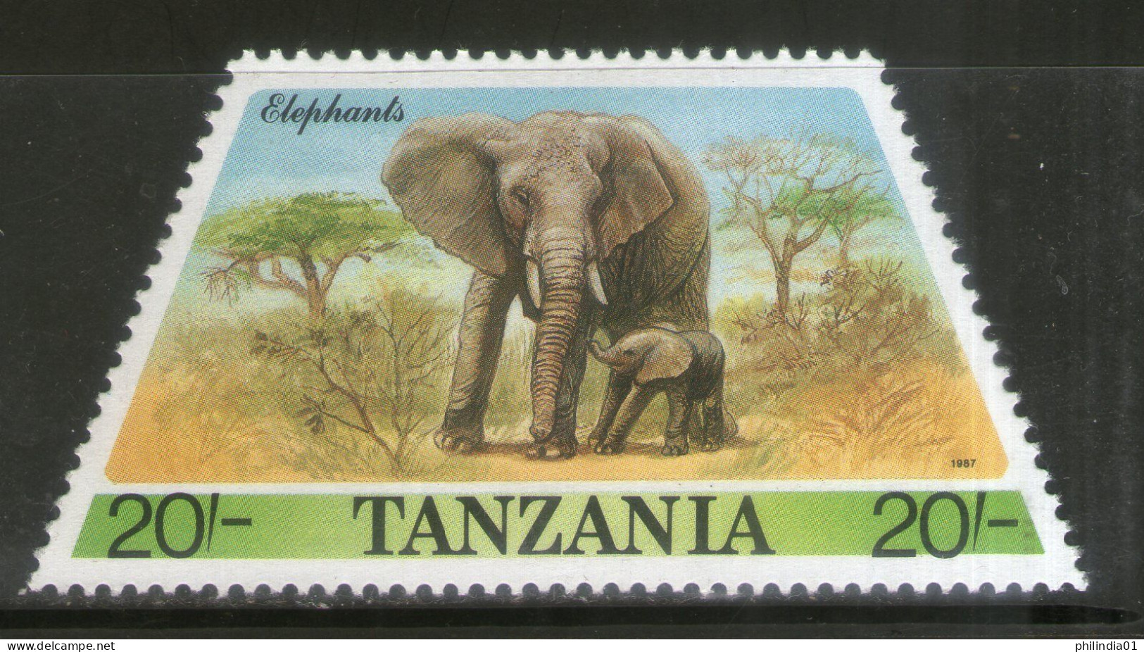 Tanzania 1988 African Elephant Wildlife Animal Sc 388 Odd Shaped Stamp MNH # 150 - Elefanten
