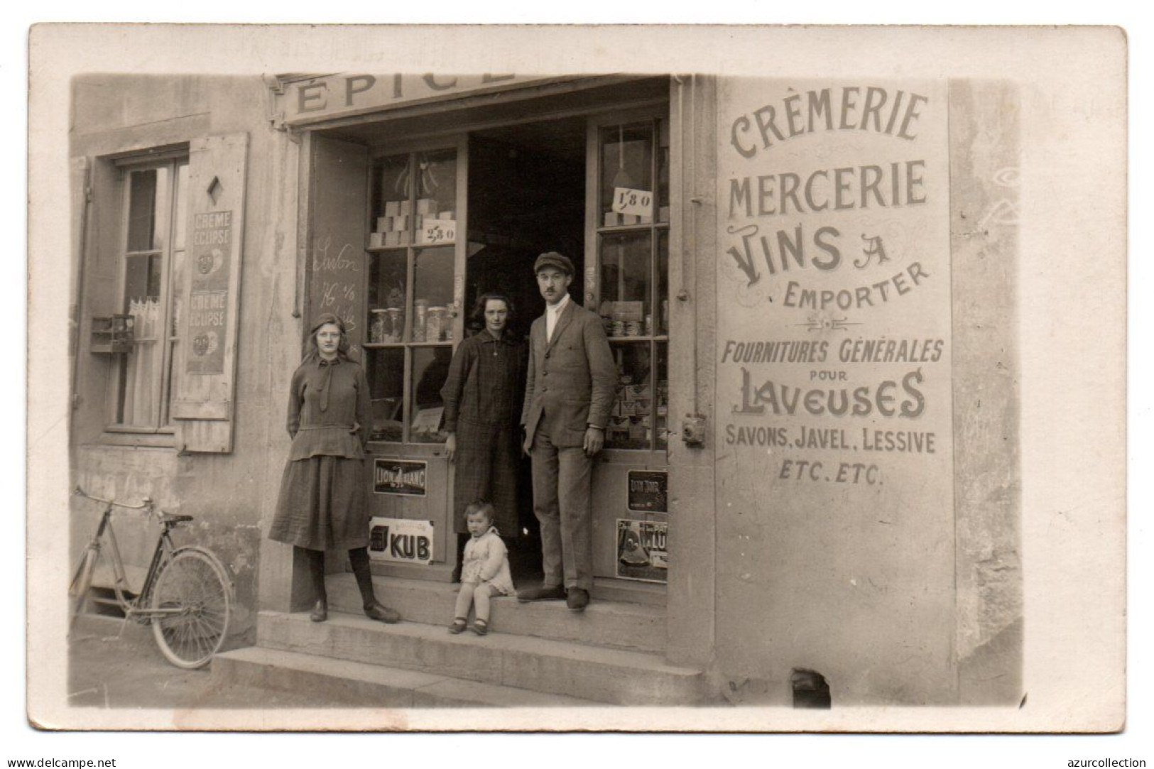 Devanture épicerie-mercerie. Carte Photo Animée Non Située ( Cote D'Or ? ) - Geschäfte