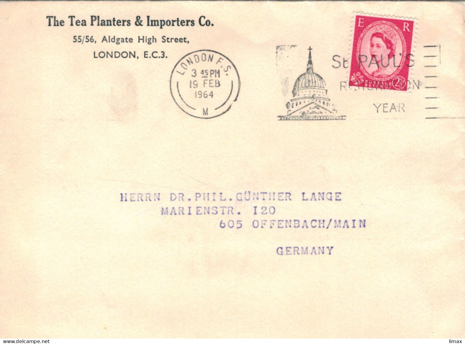 London 1964 St. Paul's Restoration > Offenbach - Lettres & Documents
