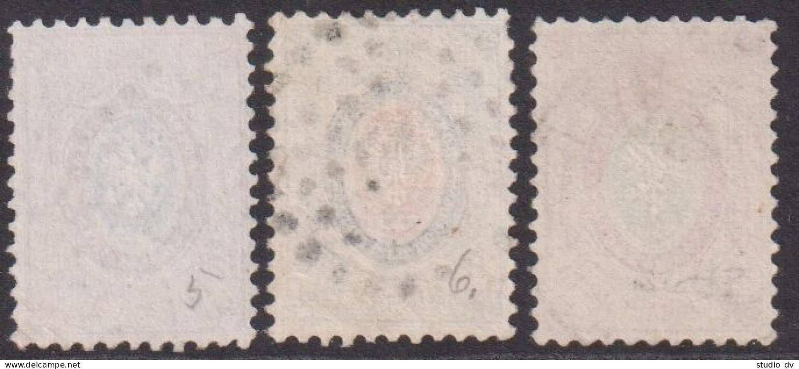 Russia 1858 2nd Issue Mi 5-7 Perf. 12 1/4: 12 1/2, Used, CV 420 EUR - Oblitérés