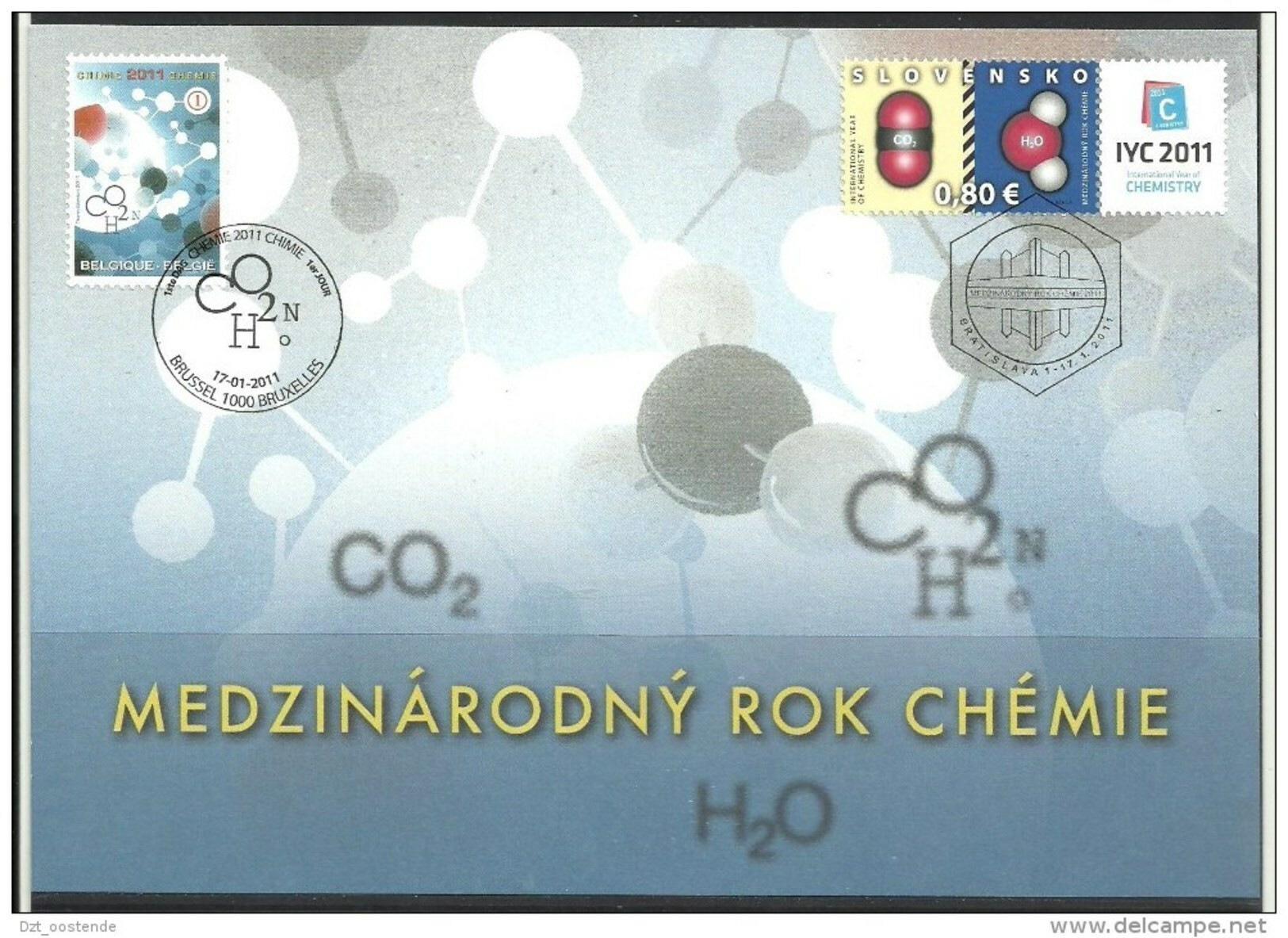 Herdenkingskaart - Carte-souvenir Slovakije Chemie  4096 HK (cob ) Cote  : 10.00 Euro - Souvenir Cards - Joint Issues [HK]