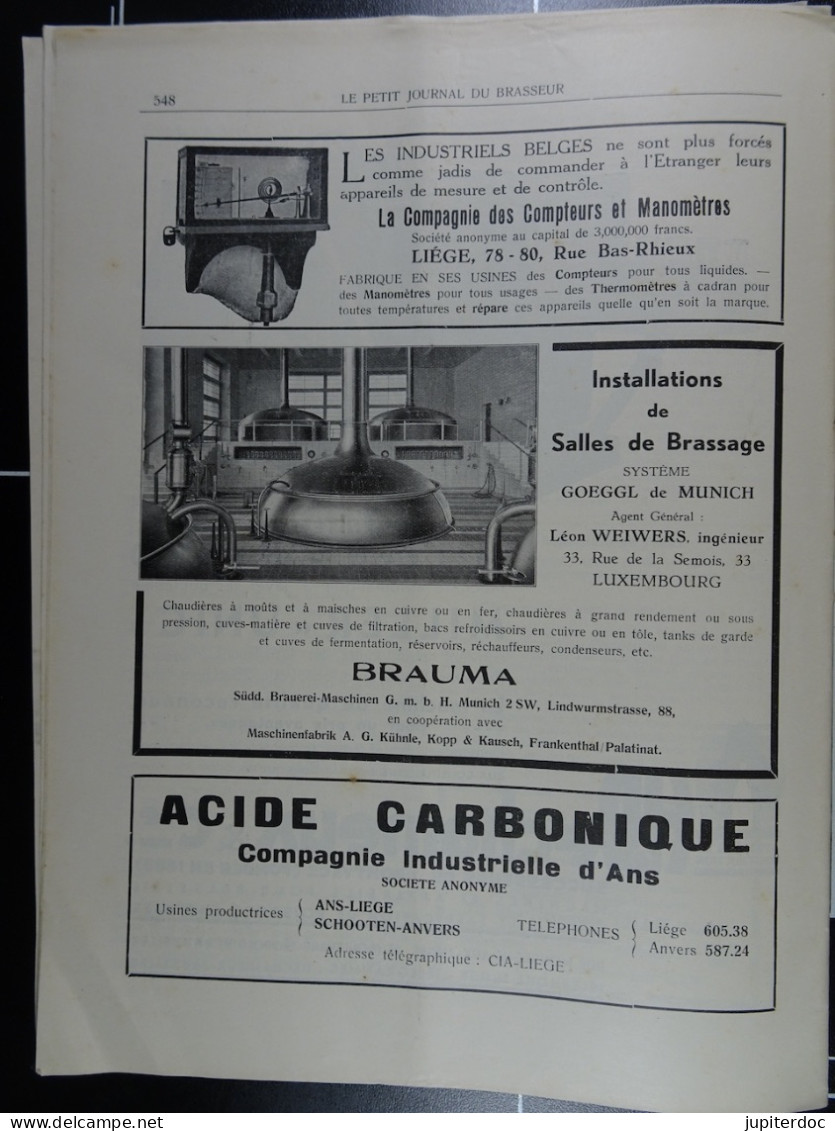 Le Petit Journal Du Brasseur N° 1826 De 1935 Pages 522 à 548 Brasserie Belgique Bières Publicité Matériel Brouwerij - 1900 - 1949