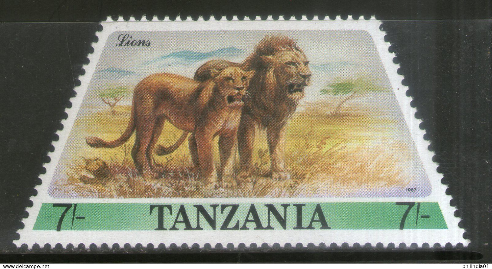 Tanzania 1988 African Lions Wildlife Animal Sc 385 Odd Shaped Stamp MNH # 962 - Autres & Non Classés
