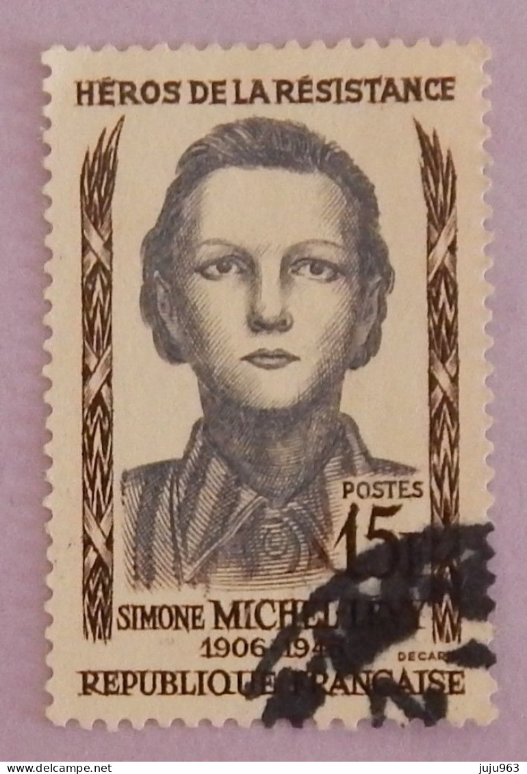 FRANCE YT 1159 OBLITERE"  SIMONE MICHEL-LEVY  HEROS DE LA RESISTANCE" ANNÉE 1958 - Oblitérés