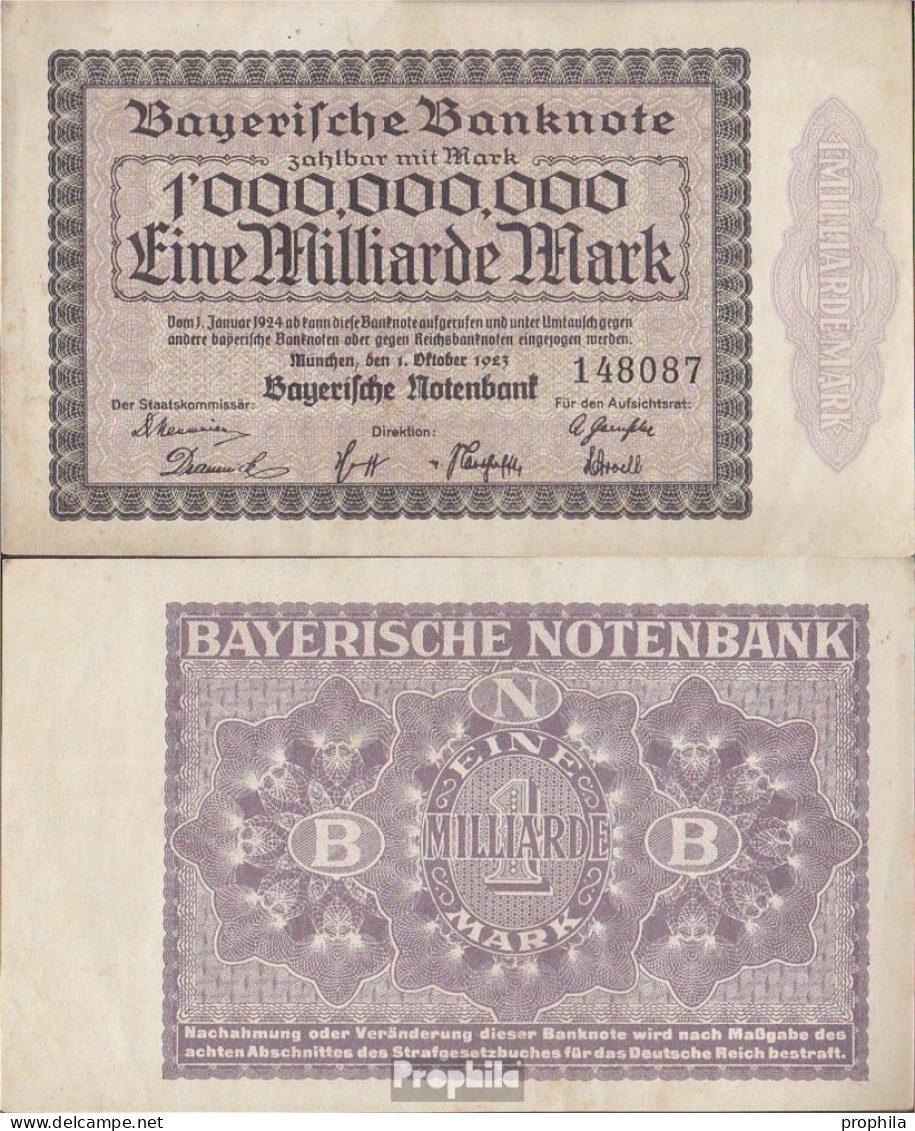 Bayern Rosenbg: BAY17 Länderbanknote Bayern Stark Gebraucht (IV) 1923 1 Mrd. Mark - 1 Miljard Mark