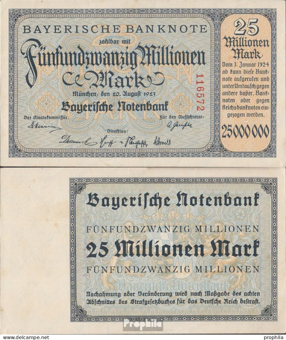 Bayern Rosenbg: BAY14 Länderbanknote Bayern Stark Gebraucht (IV) 1923 25 Mio. Mark - Other & Unclassified