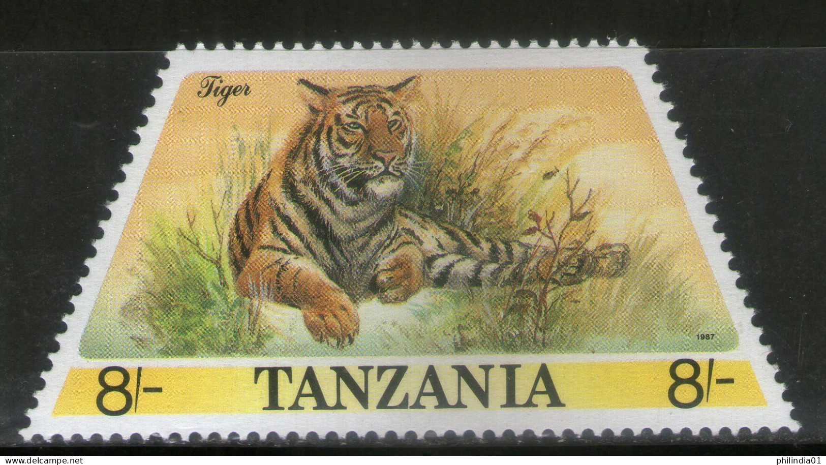 Tanzania 1988 Tiger Wildlife Animal Sc 386 Odd Shaped Stamp MNH # 520 - Other & Unclassified