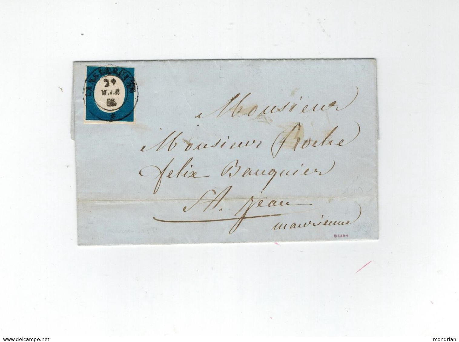 LETTRE DUCHE DE SAVOIE DE LANSLEBOURG A ST JEAN DE MAURIENNE 1855 SARDE SARDAIGNE 3EME EMISSION - 1849-1876: Klassik