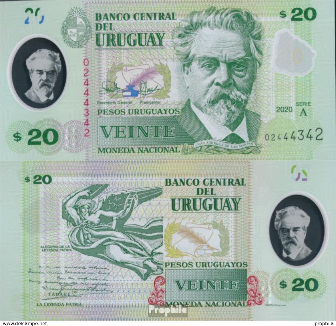 Uruguay Pick-Nr: W101 (2020) Bankfrisch 2020 20 Pesos - Uruguay