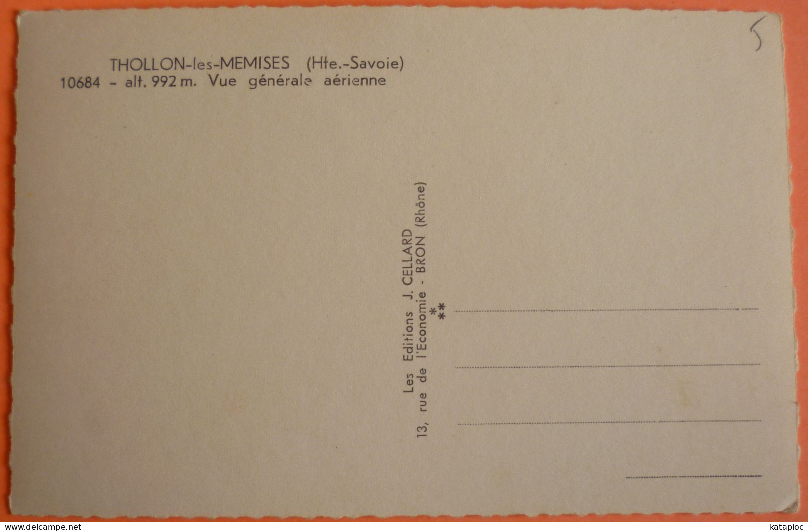 CARTE THOLLON LES MEMISES - 74 - VUE GENERALE AERIENNE - SCAN RECTO/VERSO - 3 - Thollon