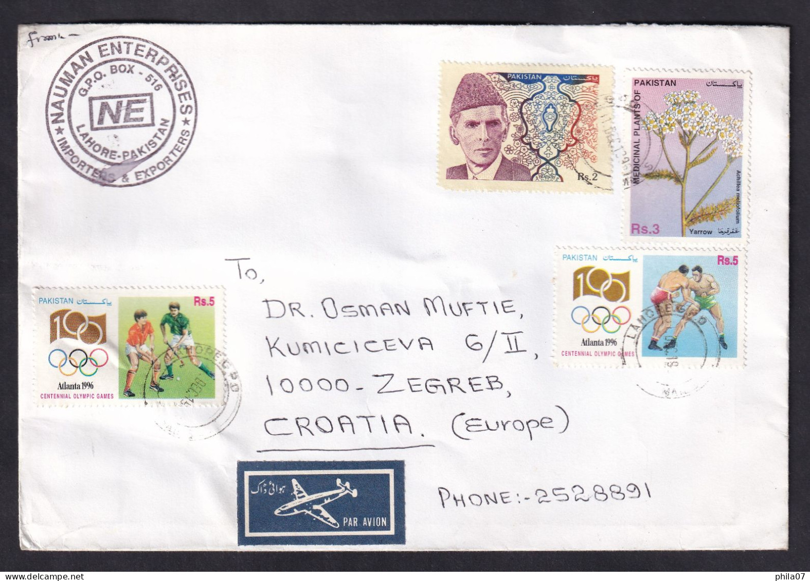 PAKISTAN - Envelope Sent By Air Mail From Pakistan To Zagreb, Nice Franking / 2 Scans - Pakistan