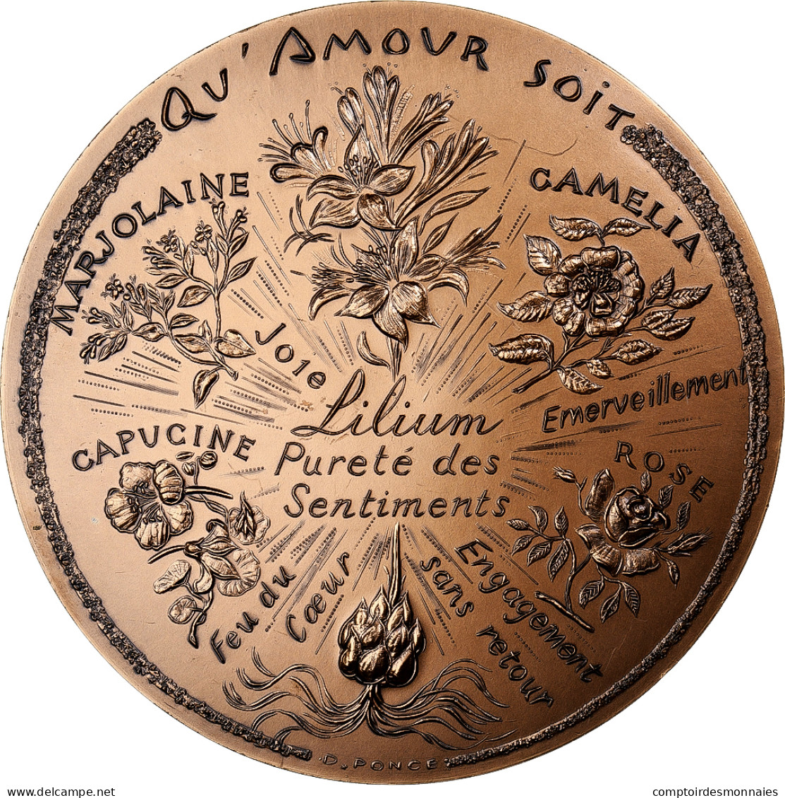 France, Médaille, Fleurs D'Amour, Bronze, MDP, SPL - Autres & Non Classés